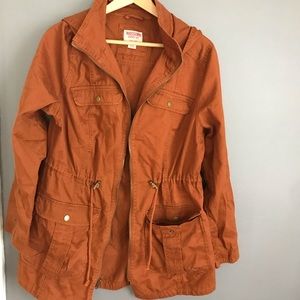 Burnt orange hooded utility jacket